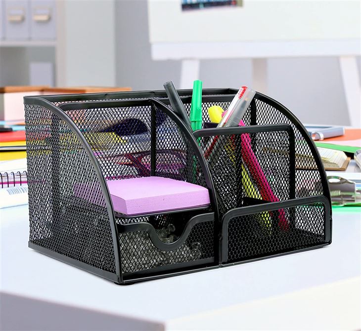 6 Compartments Mesh Desk Organizer