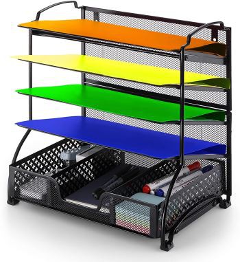 5-Trays Mesh Desk File Organizer