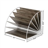 Fan-shaped Storage Rack Combined With Iron And Wood Materials Office And Desk Organizer For Files