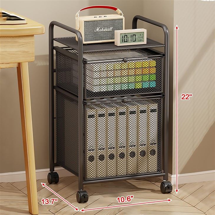 Under Desk Mobile File Cabinet with Lockable Wheels